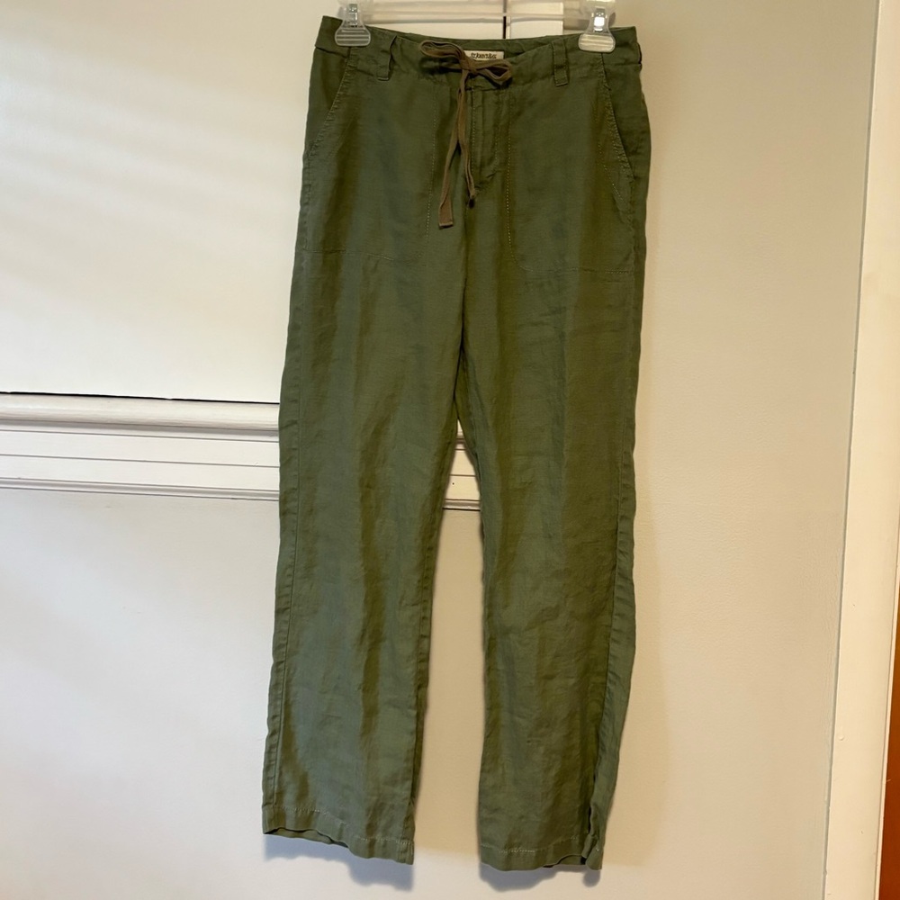 Olive green 100% linen pants